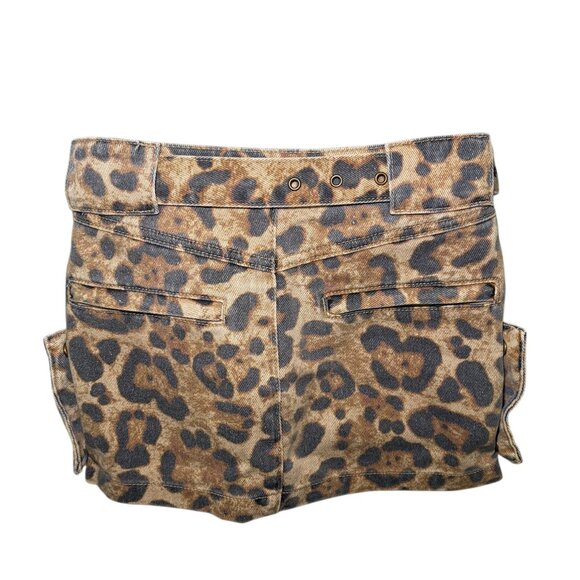 Ser.O.Ya Lia Leopard Mini Skirt Size 23 NWT 100% Cotton Belted - Picture 4 of 7